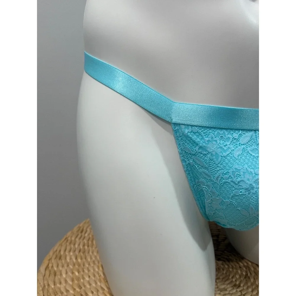 Cosabella Men's Italian Lace Thong Maldives Blue Luxury Stretch Lace Size L‎